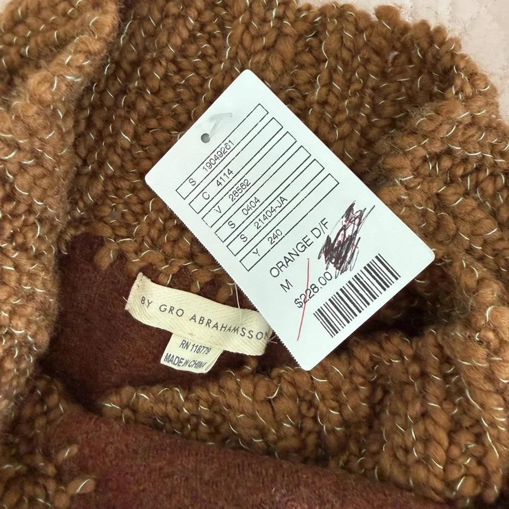 Anthropologie Burnt Orange and Gold Cowl Neck Sweater - Picture 8 of 8